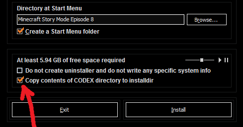 Codex checkbox