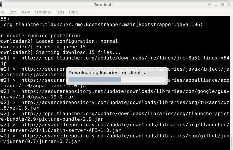 Downloading TLauncher Libraries in Debian